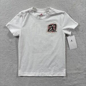 Jordan Collage T Shirt Boys 6 White Cotton Jersey Sports Basketball Crew Neck